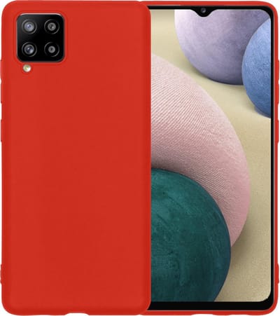 Hoesje - Geschikt voor Samsung Galaxy A12 - Sterk & Shockproof - Siliconen Case - Hoes Cover - Telefoonhoes - Rood