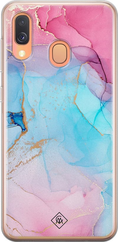 Casimoda® hoesje - Geschikt voor Samsung A40 - Marmer blauw roze - Backcover - Siliconen/TPU - Multi