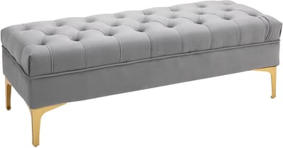 HOMCOM zitbank - schoenenbank - verhoogde poten - fluweel - blauw