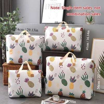 1 stuks Bedrukte Rits Dekbed Opbergtas Rits Grote Capaciteit Inpakzak Dubbel Handvat Vochtbestendig Kleding Dekbed Opbergtas 74x22x52cm