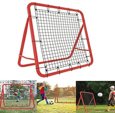 YRHome Voetbalrebound-net, 100 cm, voor voetbal, rebound-wand, verschillende balsporten, 5 verstelbare niveaus, opvouwbaar, stalen frame, aan beide zijden