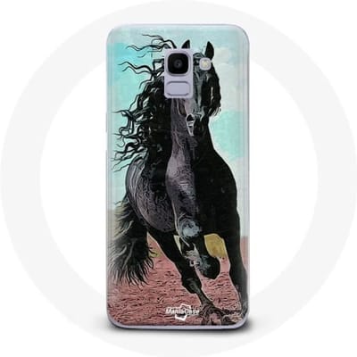 Coque pour Samsung Galaxy A8 2018 Cheval Noir De La Race Frisonne