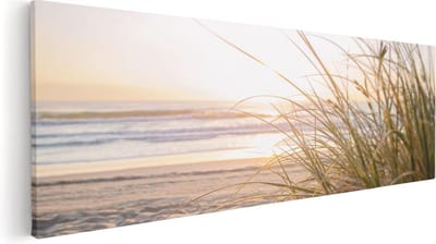 Artaza Canvas Schilderij Zeezicht - 60x20 cm - Wanddecoratie Strand - Muurdecoratie Zonsondergang - Kamer Accessoires