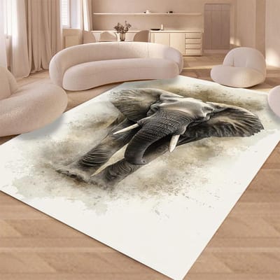 1 stuks Levendig Olifantenpatroon Vloerkleed Antislip Kruipmat Tapijt Geschikt voor Huis Kamer Benodigdheden Cadeau Kantoor Boerderij Hotel Decor 50X80CM