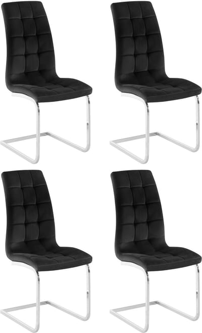Lola-Eetkamerstoel - 4 Pack - Zwart Fluweel