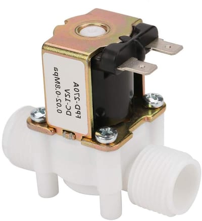 Solenoïdeklep - Plastic klep - Watercontrole - Normaal Gesloten - 8x8x4 cm - Zwart
