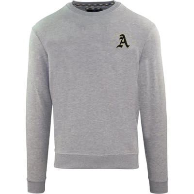 Aquascutum Heren Geborduurd Logo Crew Hals Sweatshirt met Lange Mouwen (Grijs)