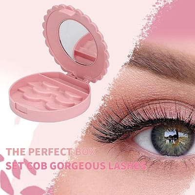 Cosmetische Case Met Spiegel - 2 STKS Make-up Opbergdoos voor Wimpers en Schoonheidsproducten in Roze