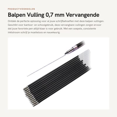 Dailygoods- Balpen Vulling 0,7 mm - Pakket van 12 - Vervangende Vullingen - Inktkleur Blauw - Soepel Schrijfprestaties - Geschikt voor Kantoor/School - Navulling