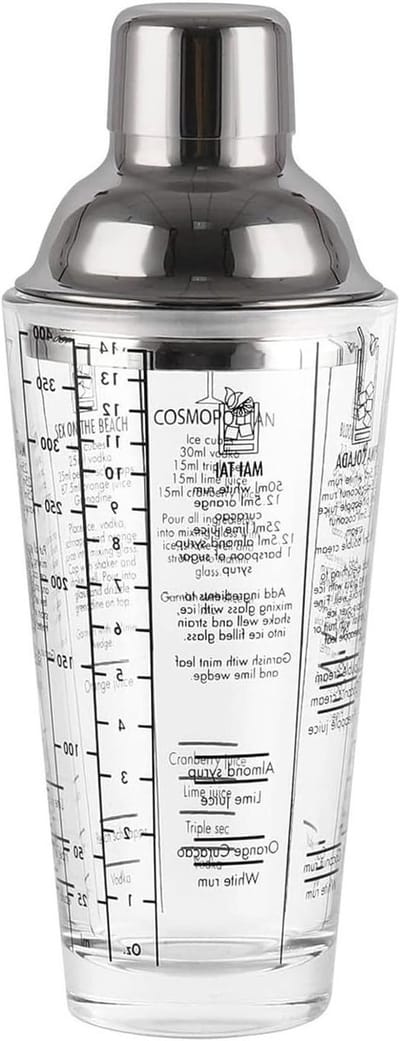 Cocktail Shaker van RVS 400 ml met Strainer en Mixer, Perfect voor Cocktails, Bar Accessoires en Mixen van Dranken