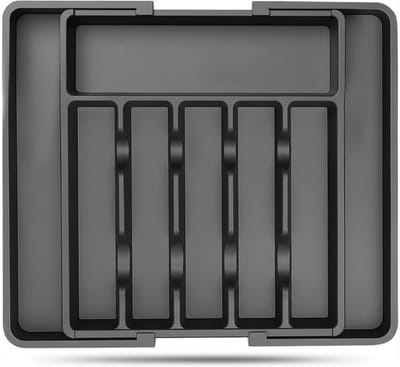SNJY® Bestekbak - Besteklade - Ladeverdeler - Uitbreidbaar - 38D x 57B x 5H cm - Zwart