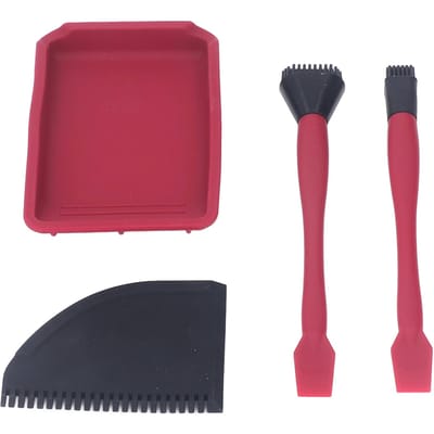 4 Stuks Siliconen Lijm Kit 2 Kwasten 1 Kam en 1 Bakje Gelijkmatige Applicatie Siliconen Lijm Applicator Set voor Houtbewerking pink