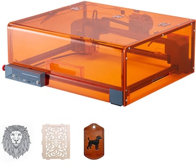 Lasergraveermachine, 10 W, Graveer- en Snijapparaat met Behuizing, Geschikt voor Diverse Materialen Zoals Hout, Leer, Glas en Bepaalde Metalen, Werkgebied 300x300 mm, Snelheid tot 7000 mm/min, Klasse 1
