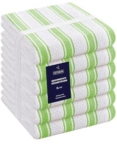 Premium Keukenhanddoeken Set van 6 - 100% Katoen, Absorberend en Sneldrogend - 40,6 x 66 cm