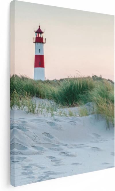 Artaza Canvas Schilderij Duinen - 30x40 cm - Klein - Wanddecoratie Strand En Zee - Muurdecoratie Vuurtoren - Schilderijen Op Canvas