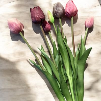 Seta Fiori - Bundel Tulpen 7 x - Mauve - Real Touch - 45cm - Mixen met verse bloemen mogelijk