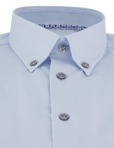 Lichtblauw Ledub overhemd korte mouw Modern Fit strijkvrij casual