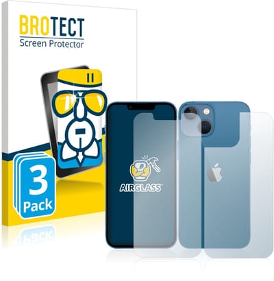Screenprotector 3 Stuks voor Apple iPhone 13 mini (Voor+Achter) Beschermglas transparant