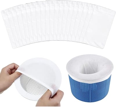 GELLDG Skimmerfilterzakken voor zwembaden - 20 stuks - Filterzakken - Zeefjes - Zwembadfilterzakken - Skimmerfilterzeefjes voor fijne filtratie - Filteraccessoires - Zwembadaccessoires - Skimmerfilterzakken voor filtermanden - Herbruikbaar