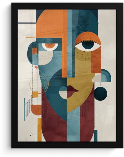 Poster in lijst - Fotolijst 30x40 cm - Posters - Geometrisch - Strakke vormen - Kleurrijk - Posterlijst zwart - Decoratie - Wanddecoratie woonkamer - Muurdecoratie slaapkamer