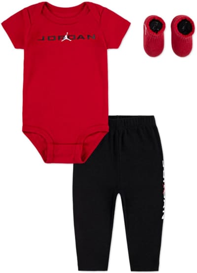 Nike - Unisex - Jordan Babyset Giftpack 3-Pcs - Rood/Zwart - Maat 0-6 Maanden
