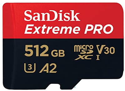 High-Performance 512GB MicroSDXC UHS-I Card - A2 App Performance, 200MB/s Read Speed, 30 Year Warranty