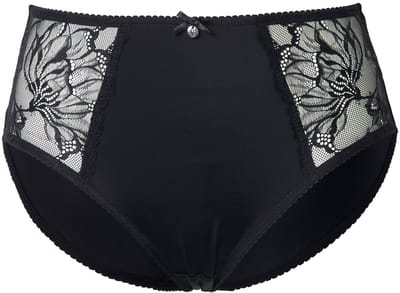 Ulla Popken - Dames - Midislip microvezel kant aan de zijkanten - Zwart - Maat 58+