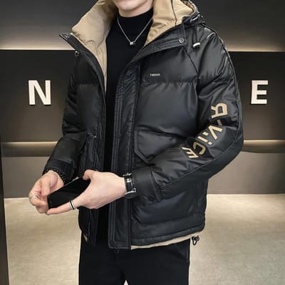Donsjack Heren Winterjas Nieuw Verdikt Capuchon Eendendons Top Kort Knap Bedrukt Winterjas 4XL