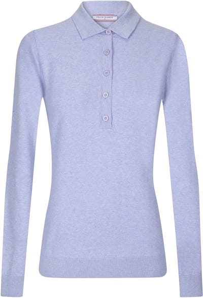 Felix Hardy Trui Met Polokraag En Knopen - Polo Shirt - 100% Katoen Dames Blauw - L