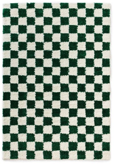 Checkerboard vloerkleed - Check ivoor/jade 100x150
