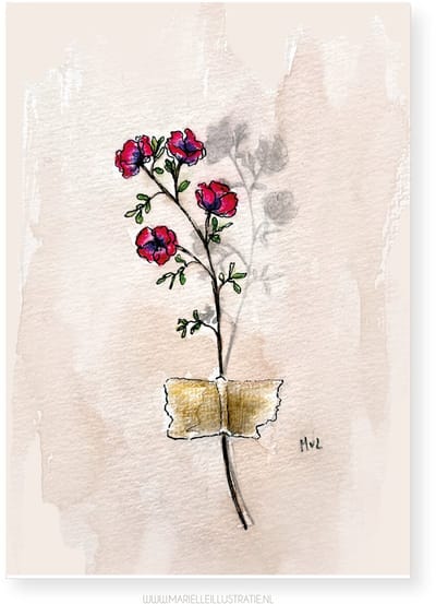 muurbloem op wenskaart