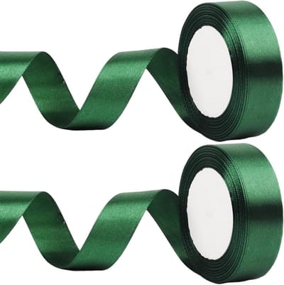 Donkergroene Satijnen Lint van 25mm voor Cadeauverpakking, Bruiloft, Kerstdecoratie en Knutselen - 22 Meter Lang, Ideaal voor Haarstrikken en Boeketten
