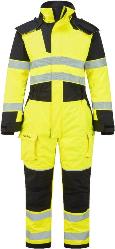 Portwest PW3 Modaflame Regen + Hi-Vis Multi-Norm Vlamvertragende Winteroverall FR516 - Geel/Zwart - L