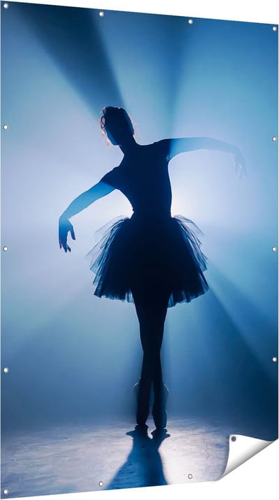 Gards Tuinposter Ballerina Silhouet - Ballet - 120x180 cm - Tuindoek - Tuindecoratie - Wanddecoratie buiten - Tuinschilderij
