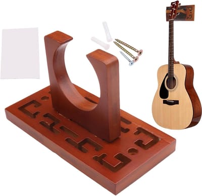 Gitaar Muurhanger - Gitaarhouder Haak - Instrument Ophangen - Handgemaakt Hout - 16 x 8 x 3.2 cm - Houtkleur