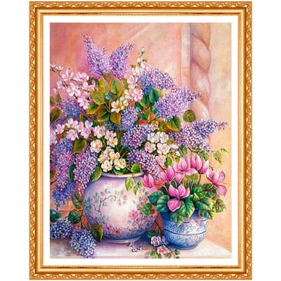 DIY paarse bloemen 5D diamant schilderij borduurpakketten diamant borduurwerk vol strass decor 20X30CM white