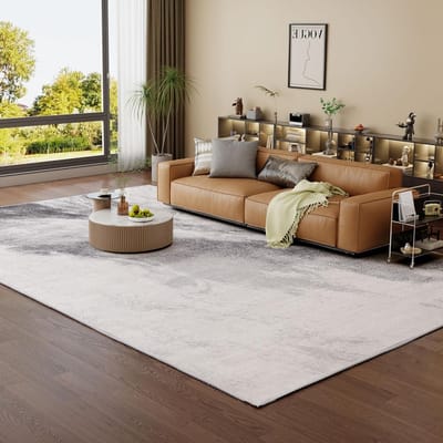 Vloerkleed Woonkamer - Laagpolig Tapijt - Interieur Verfraaien - Abstract Design - 300x400 cm - Lichtgrijs