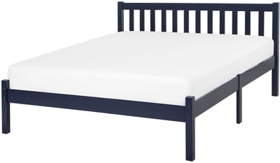 FLORAC - Tweepersoonsbed - Marineblauw - 140 x 200 cm - Dennenhout