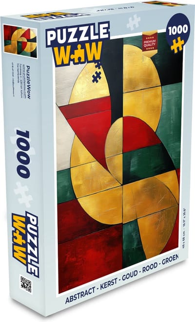 Puzzel Abstract - Kerst - Goud - Rood - Groen - Legpuzzel - Puzzel 1000 stukjes volwassenen - Kerst - Cadeau - Kerstcadeau voor mannen, vrouwen en kinderen