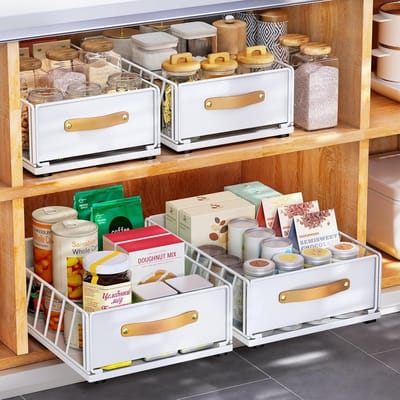 Dailygoods- Schuifkastlade met handvat - Organizer - Keukenopbergrek - Badkamer - Uittrekbare lade - 40x30x16 cm - Geen boren/nagels
