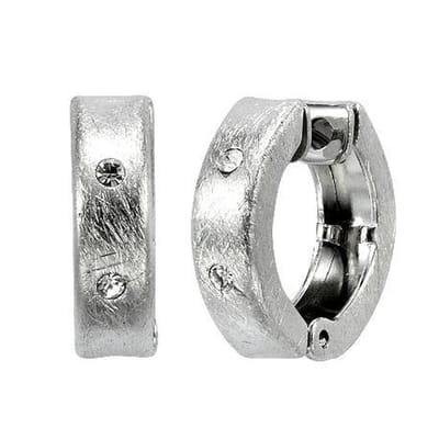 Behave - Oorring mat zilverkleur kristal details modern minimal chic
