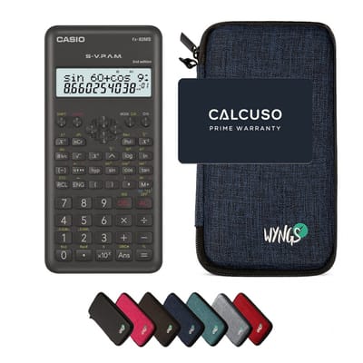 Casio fx-82MS 2nd edition incl. WYNGS Beschermhoes Blauw - Wetenschappelijke Rekenmachine - Basis Pakket