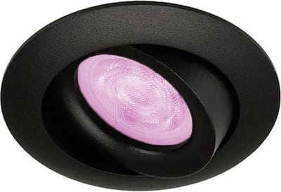 Inbouwspot Mees met Philips HUE White and Color - spotje - Zwart - rond - Voor binnen / woonkamer / keuken / slaapkamer - IP20 - GU10 - Buitendiameter: 81MM - boorgat: 70-75MM - min. Inbouwdiepte: 70MM