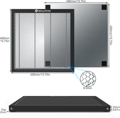 Sculpfun Honingraat Werktabel - 400x400x22mm - Honingraat Laser Bed - Honingraat Laser Graveermachine Werktafel Platform - Honingraat Beschermende Bekleding voor Lasergraveerder - Sculpfun Laser Graveermachine