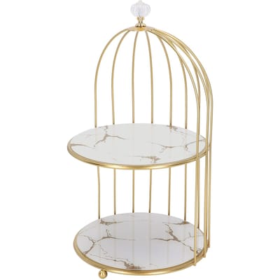 Dubbellaags Opbergrek Vogelkooi Organizer Displayrek voor Badkamer Aanrecht Kaptafel white