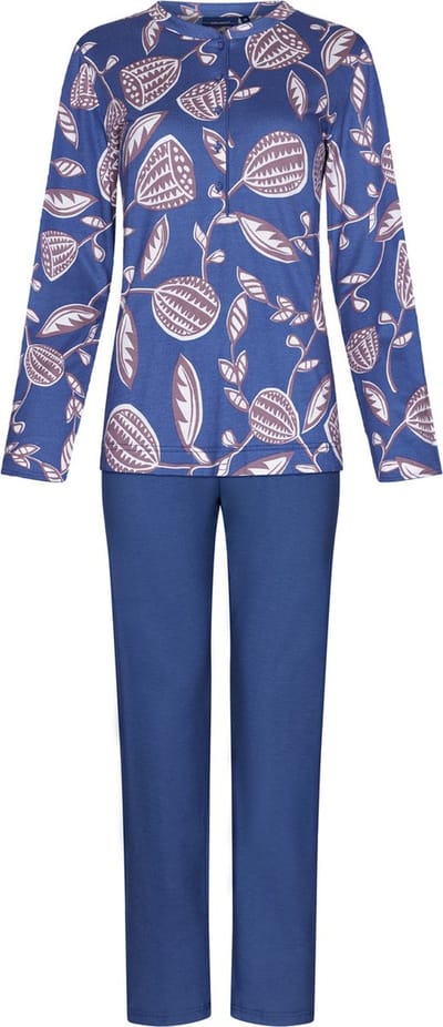 Blauwe dames pyjama met knopen - Blauw - Maat - 46