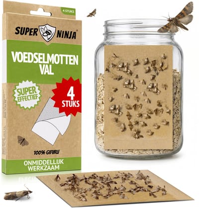 Super Ninja Voedsel Mottenval - 4 Vallen - Zeer Effectieve Levensmiddelenmottenval - Ecologisch Voedselmotten Bestrijden - Gemakkelijk te Gebruiken Voedselmottenval