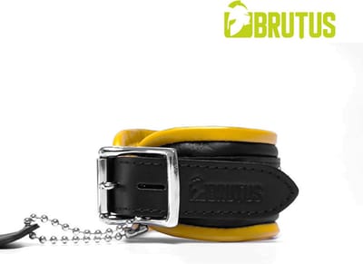 BRUTUS LEATHER - Leren Enkelboeien- Zwart/Geel