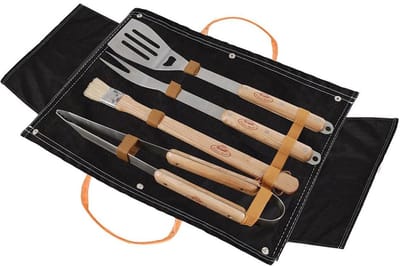 Esschert Design - Denim BBQ gereedschapset - Esschert Design Tuinhaarden - Kunststof - Zwart