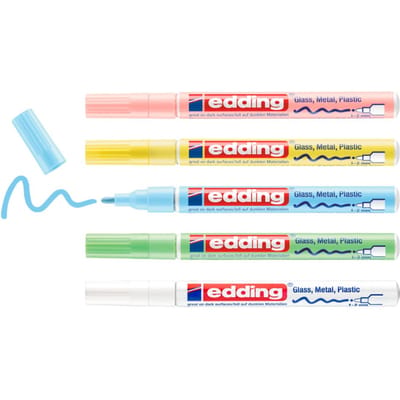 edding 751 glanslakmarkers – 5 pastelkleurige verfstiften – ronde punt van 1-2 mm